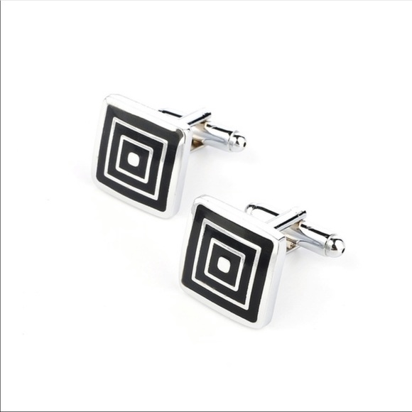 Silver/Black Design Cufflinks - Picture 2 of 3